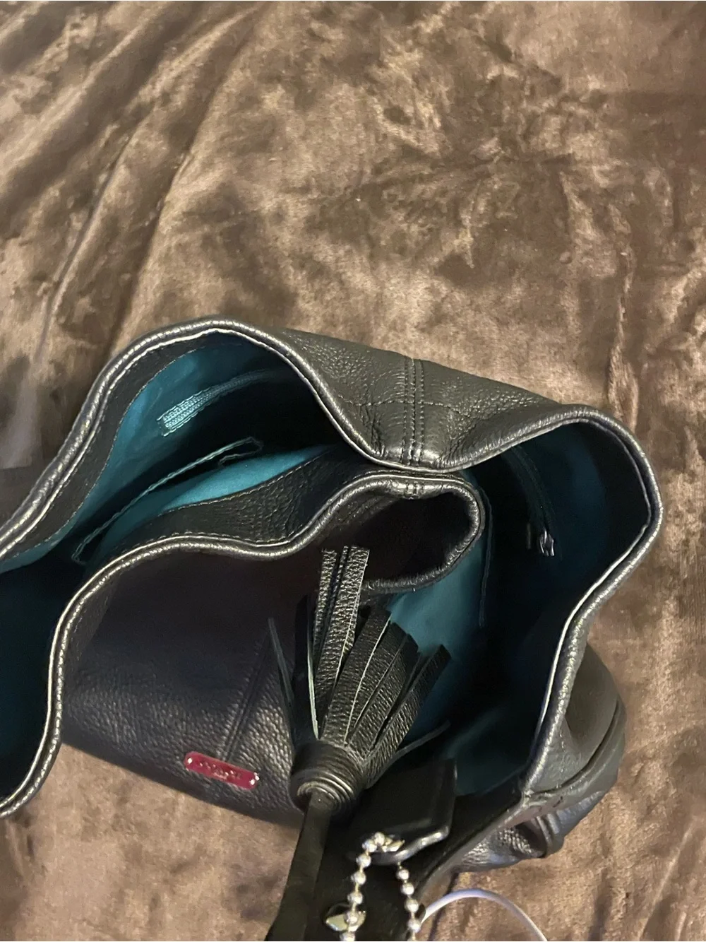 Coach Black Pebble Leather Shoulder Hobo with Tassel. In great condition!!!
